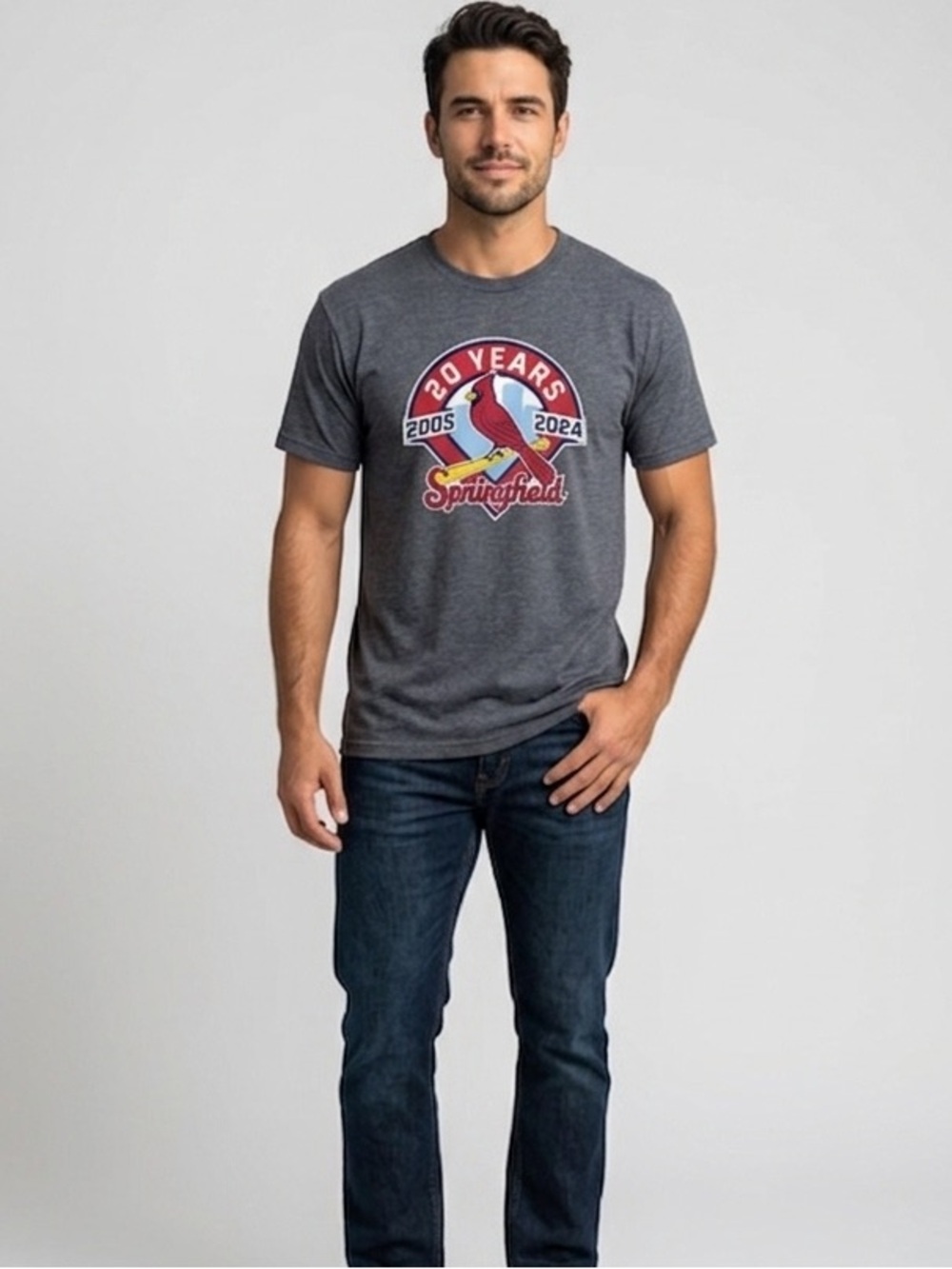Tultex Springfield Cardinals Dark Gray 20 Years Tee 2005-2024 Size XL